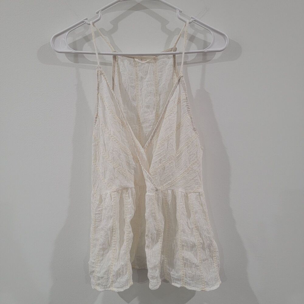 Y2K Womens Babydoll Top Size Medium Ivory Gauze Fairy Boho Hippie Beach